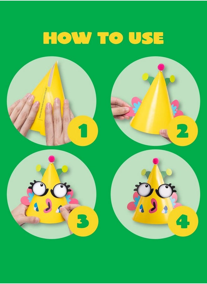 12 Sets Party Hats For Kids Birthday Party Games Craft Activities, Cute Animal Theme Birthday Hats Activity Kits With Stickers For Kids Holiday Party Favors