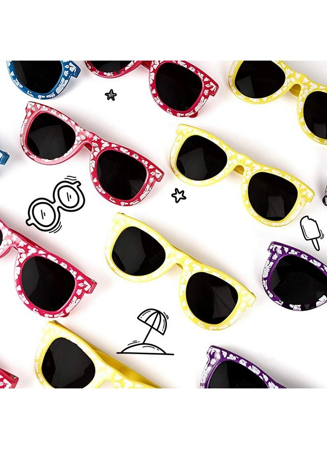 Kids Hibiscus Sunglasses Party Favors - Sun Glasses For Beach, Carnival Prizes, And Party Toys - Favorite Luau And Pool Party Treat Bag Fillers - Bulk Stylish Party Sunglasses - Set Of 25