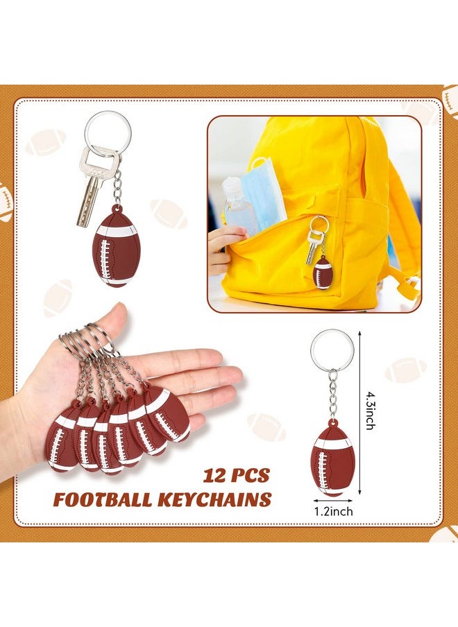 48 Pcs Basketball Soccer Football Baseball Party Favors Supplies 12 Silicone Bracelet 12 Drawstring Treat Bag 12 Mini Stress Ball 12 Keychains For Birthday Sports Party Supplies (Football)