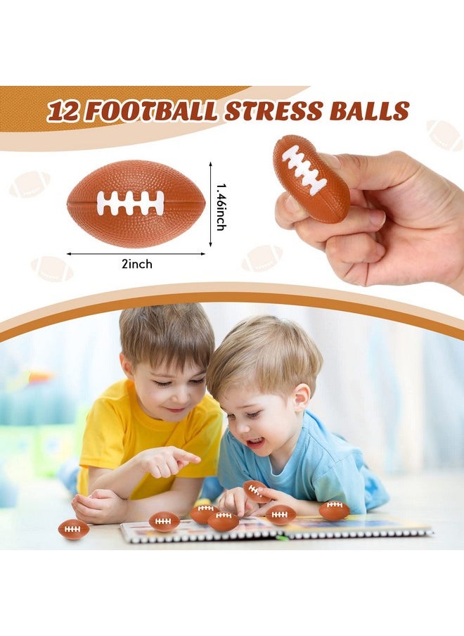 48 Pcs Basketball Soccer Football Baseball Party Favors Supplies 12 Silicone Bracelet 12 Drawstring Treat Bag 12 Mini Stress Ball 12 Keychains For Birthday Sports Party Supplies (Football)