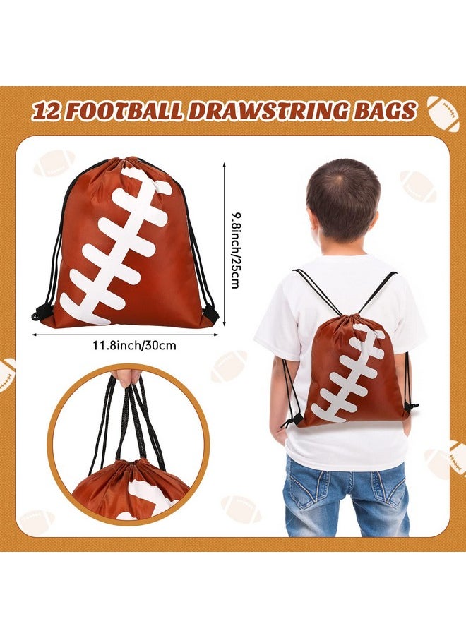 48 Pcs Basketball Soccer Football Baseball Party Favors Supplies 12 Silicone Bracelet 12 Drawstring Treat Bag 12 Mini Stress Ball 12 Keychains For Birthday Sports Party Supplies (Football)