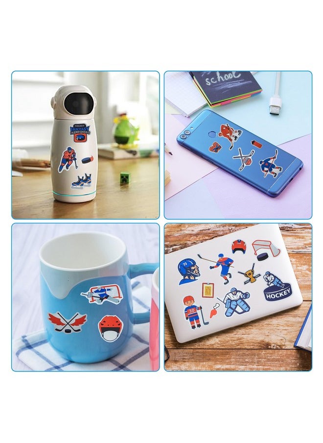 100 Pack Ice Hockey Stickers, Hockey Party Favors, Waterproof Stickers For Water Bottle Laptop Computer Phone