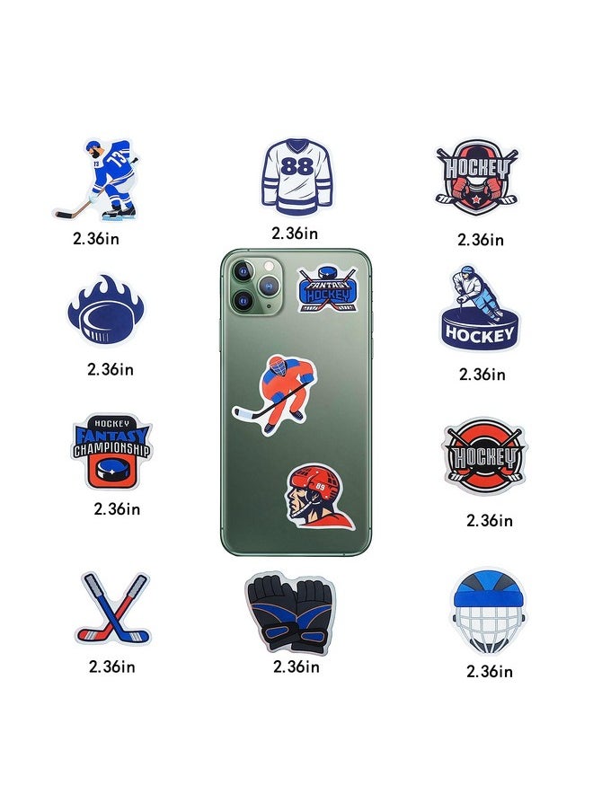 100 Pack Ice Hockey Stickers, Hockey Party Favors, Waterproof Stickers For Water Bottle Laptop Computer Phone