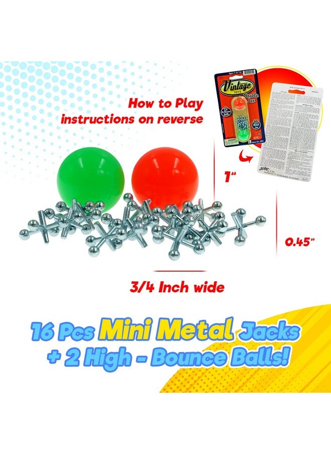 , Vintage Metal Jacks Game Set Retro Toys (2 Packs) Mini Jax Game With Two Bouncy Ball| Classic Family Games | For Kids And Adults | Great Party Favors Or Pinata Filler Toy In Bulk. 950-2S