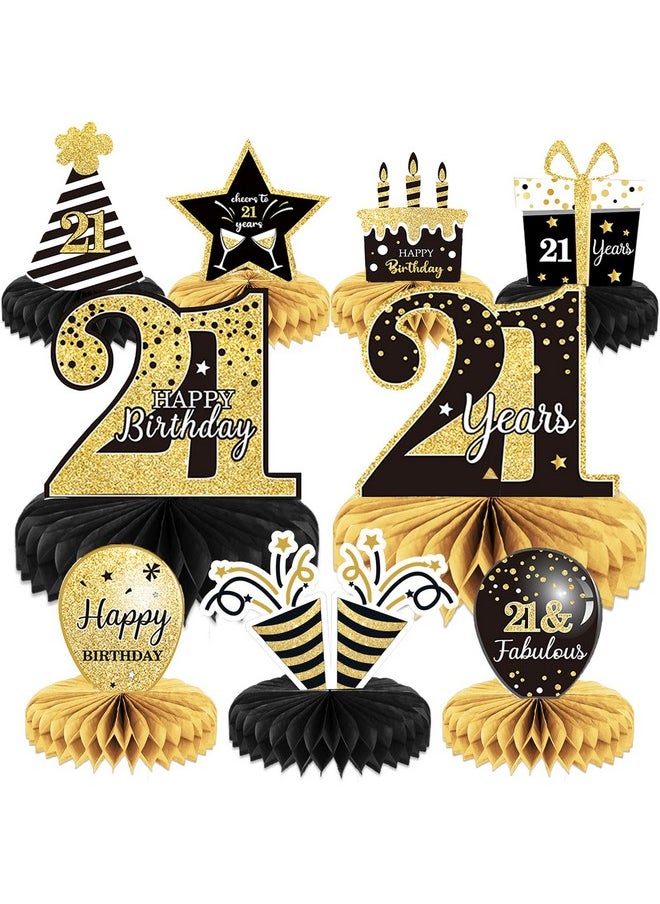 9 Pieces 21St Birthday Decoration 21St Birthday Centerpieces For Tables Decorations Cheers To 21 Years Honeycomb Table Topper For Men And Women 21 Years Birthday Party Decoration Supplies(21St)