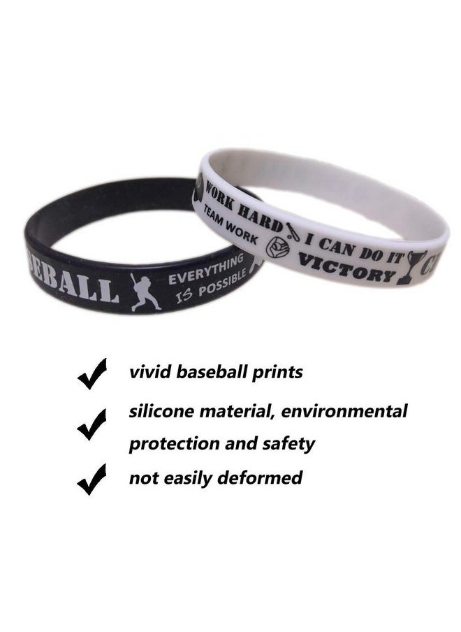 24 Pcs Baseball Motivational Silicone Wristband - Personalized Silicone Rubber Bracelets - Sports Prizes - Party Favors And Supplies - Birthday Party Goodie Bag Stuffers - Carnival/Events