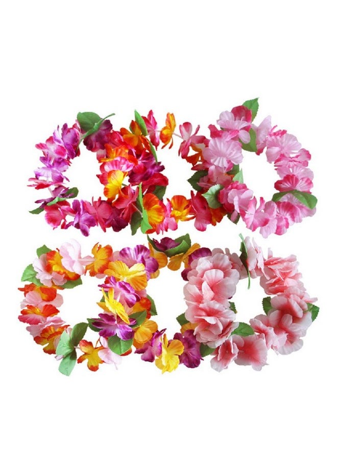 6Pcs Hawaiian Wreaths Headband Tropical Luau Flower Headpiece Leis, Thicker Floral Crown For Summer Beach Pool Party Decorations Favors Supplies