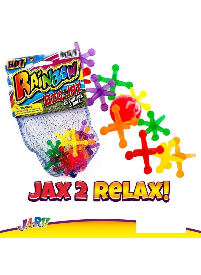 Big Rainbow Jacks Game W/Bouncy Ball (1 Set, 10 Jax Pieces) Vintage Board Games, Classic Kids Toys. Party Favor, Stocking Stuffers, Pinata Filler. Indoor & Outdoor Games. 731-1A