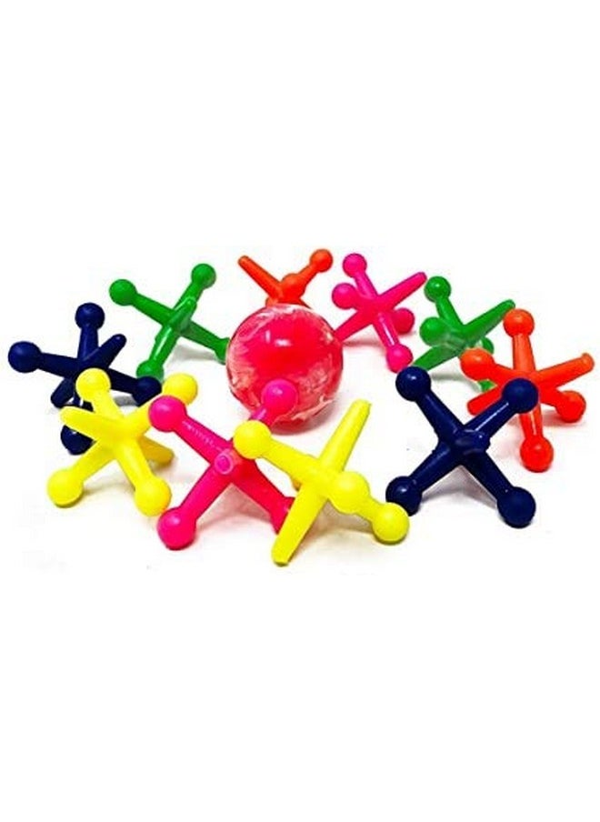 Big Rainbow Jacks Game W/Bouncy Ball (1 Set, 10 Jax Pieces) Vintage Board Games, Classic Kids Toys. Party Favor, Stocking Stuffers, Pinata Filler. Indoor & Outdoor Games. 731-1A