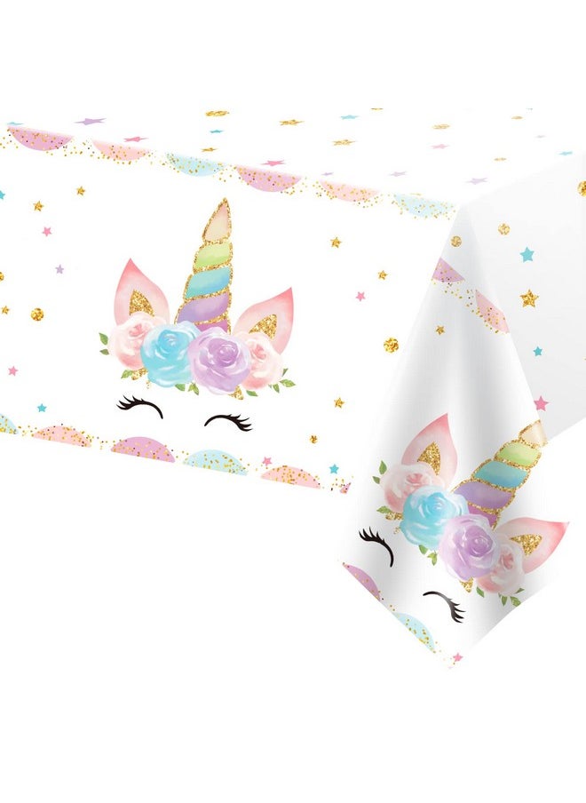 1Pcs Unicorns Party Tablecloths For Birthday Party Decoration, Plastic Disposable Rectangle Party Table Covers For Kids Girls Birthday Baby Shower Party Supplies, 54