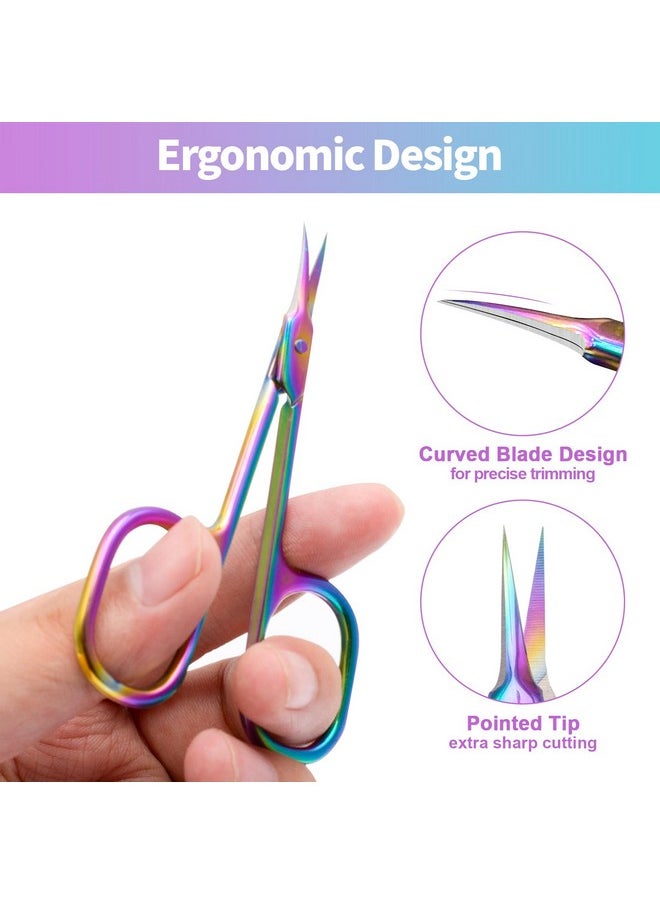 Cuticle Scissors Extra Fine Curved Blade, Professional Manicure Scissors, Multi-Purpose Stainless Steel Small Scissors With Pointed Tip Beauty Grooming Kit For Eyebrow, Eyelash, Dry Skin