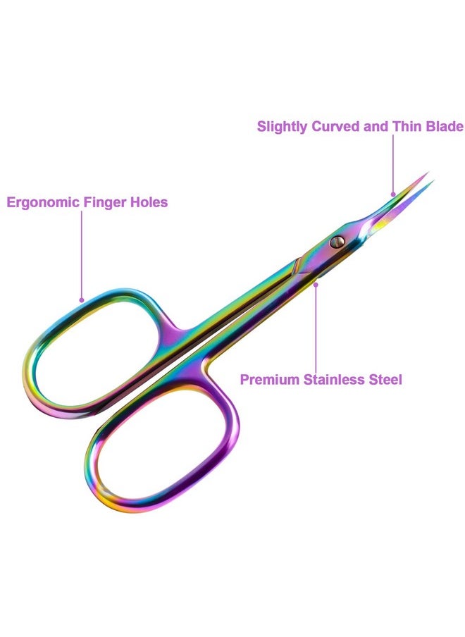 Cuticle Scissors Extra Fine Curved Blade, Professional Manicure Scissors, Multi-Purpose Stainless Steel Small Scissors With Pointed Tip Beauty Grooming Kit For Eyebrow, Eyelash, Dry Skin