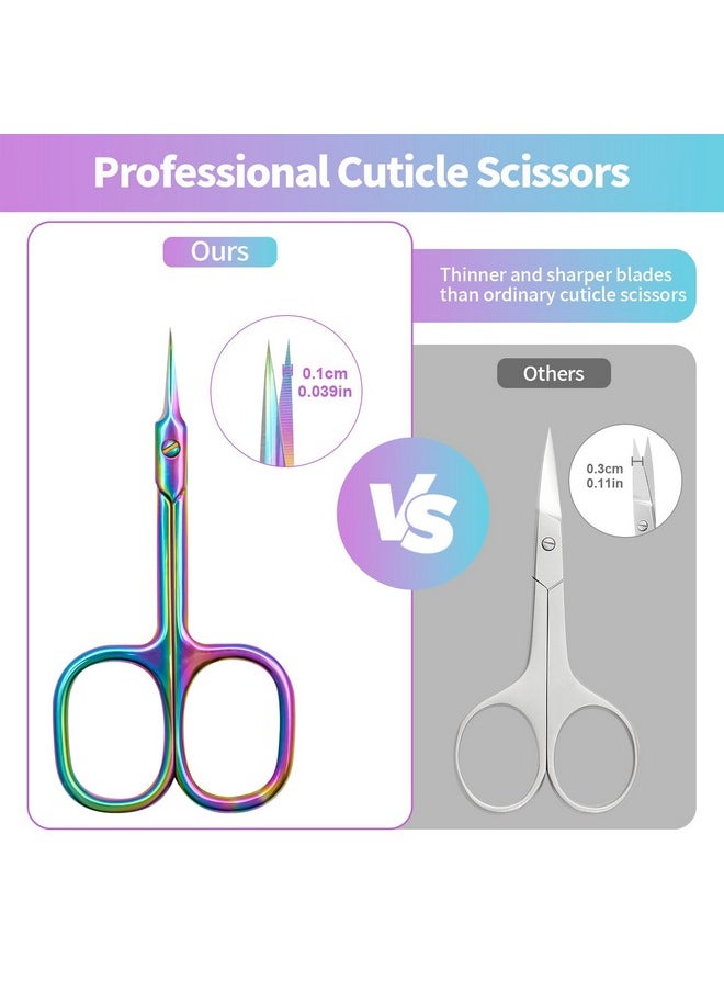 Cuticle Scissors Extra Fine Curved Blade, Professional Manicure Scissors, Multi-Purpose Stainless Steel Small Scissors With Pointed Tip Beauty Grooming Kit For Eyebrow, Eyelash, Dry Skin