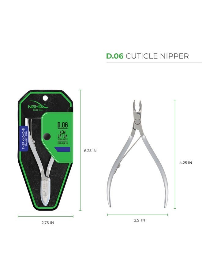 Cuticle Nipper - D-06 Jaw 12 | Stainless Steel | Durable And Sharp | Ergonomic Design | Grey Plated | Ideal For Salons And Home Use