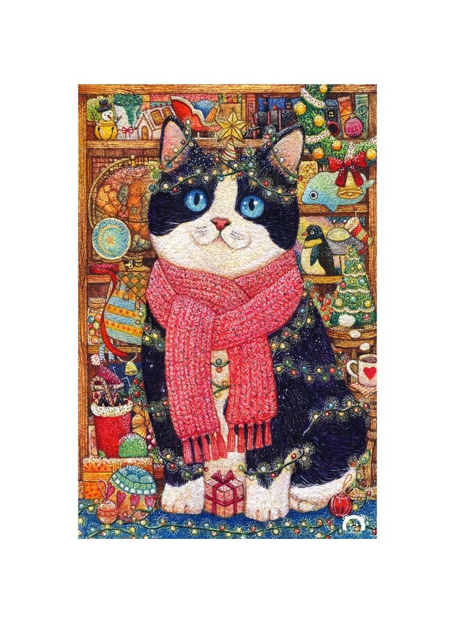 Jigsaw Puzzles 600 Piece For Adults - Cotton Lion - Cat'S Christmas Collection Cabinet Beautiful Plastic Puzzle For Home Decor Zero Dust Easy Storage [H3390]