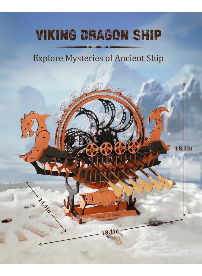3D Puzzles For Adults,Viking Dragon Ship Model Kit,18 Inch Diy Wooden 3D Puzzle,Assembly Time 3H,Awesome Gifts For Adults