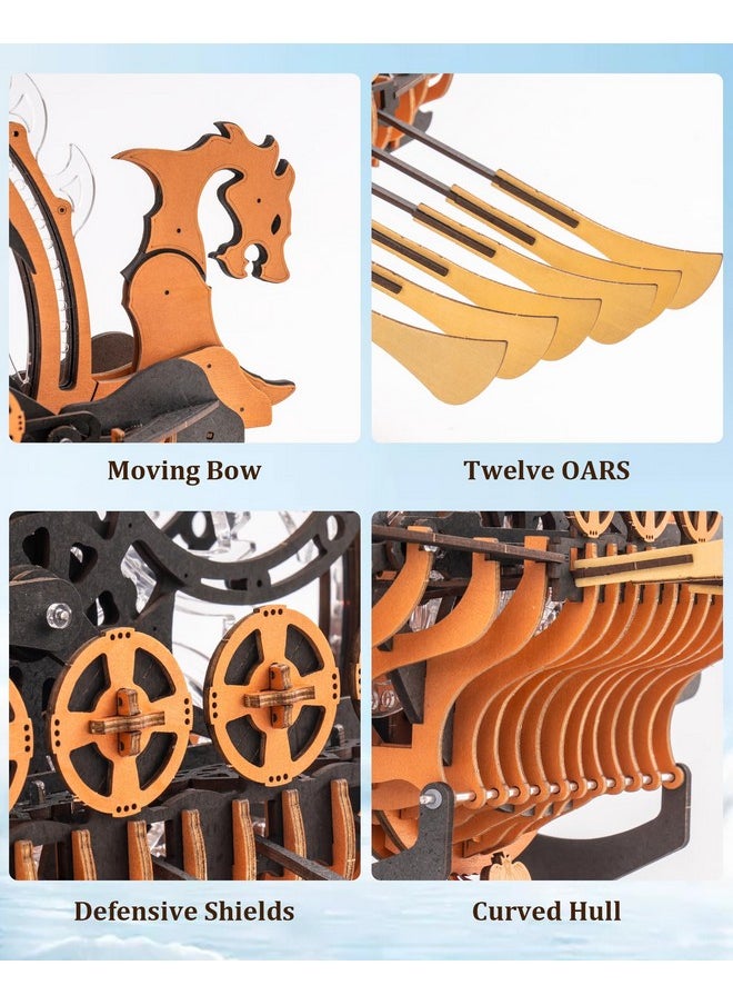 3D Puzzles For Adults,Viking Dragon Ship Model Kit,18 Inch Diy Wooden 3D Puzzle,Assembly Time 3H,Awesome Gifts For Adults