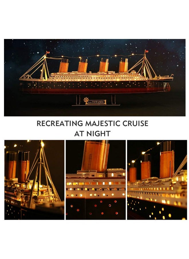 Titanic 3D Led Puzzles For Adults 88 Cm 266 Pieces,Titanic Toys For Adults Teens, Home Decor Birthday Gifts Adults Easter Gifts Teacher Gifts