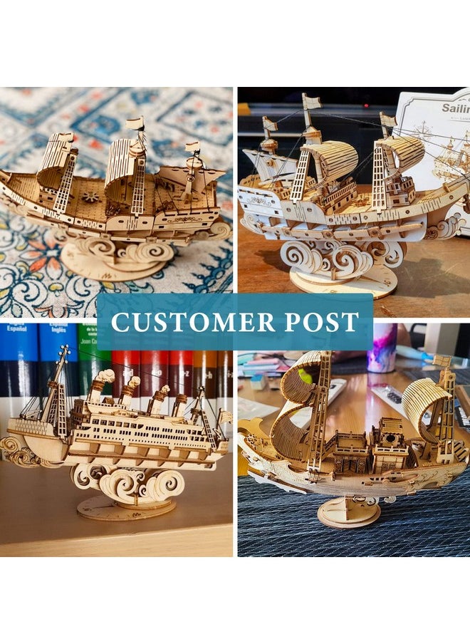 3D Wooden Puzzle For Adults, Vintage Wooden Watercraft Model Kit To Build, Best Gift Ideas - Sailling Ship