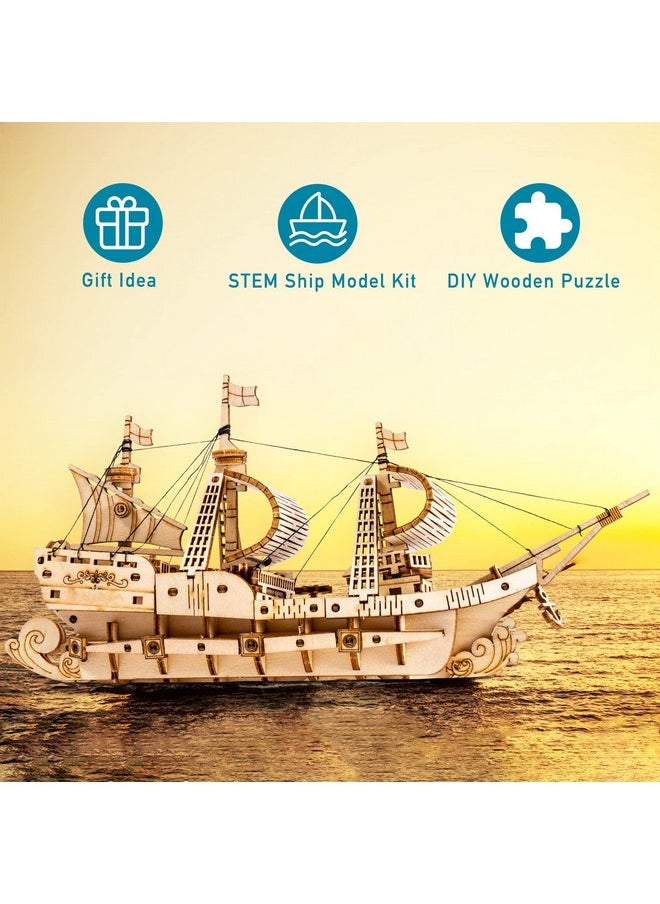 3D Wooden Puzzle For Adults, Vintage Wooden Watercraft Model Kit To Build, Best Gift Ideas - Sailling Ship