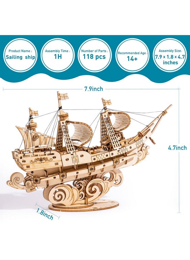 3D Wooden Puzzle For Adults, Vintage Wooden Watercraft Model Kit To Build, Best Gift Ideas - Sailling Ship