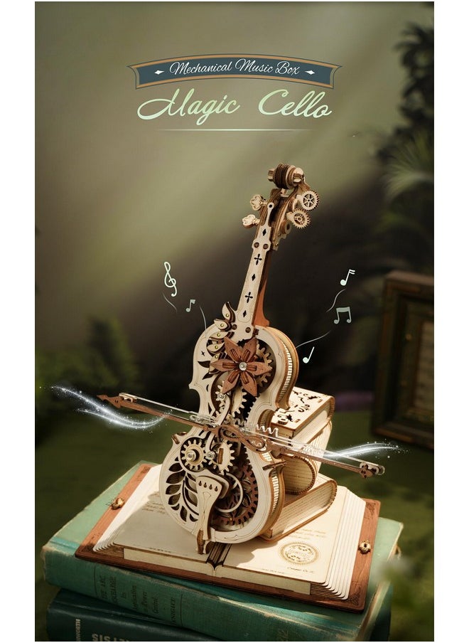 Amk63 Magic Cello Adults 3D Puzzles -3D Wooden Puzzles For Adults - Wooden Music Box Puzzle To Build - Unique Music Gift Hobby Kits