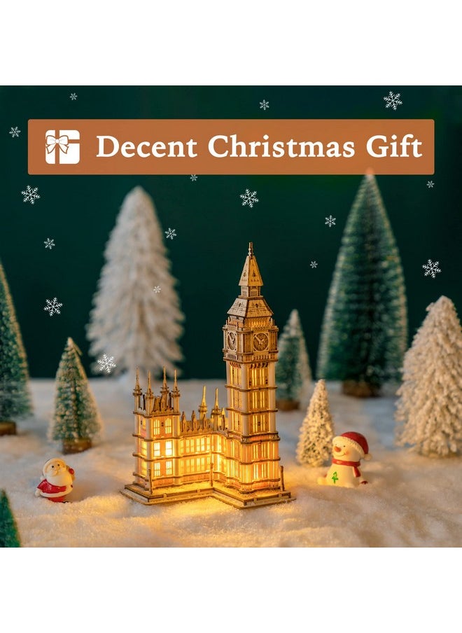 3D Puzzle For Adults Wooden Craft Kits For Teens Diy Construction Model Kit With Led Light To Build Educational Big Ben Set Toys Birthday Gifts