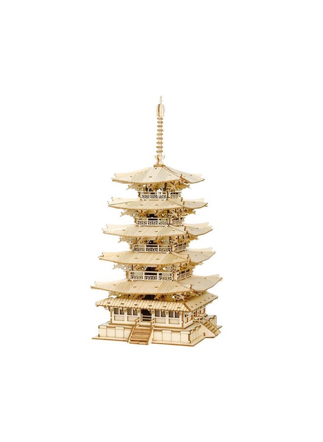 3D Puzzles For Adults, Wooden Model Kits For Adults To Build, Gift On Birthday Christmas - Five-Storied Pagoda (275 Pcs)