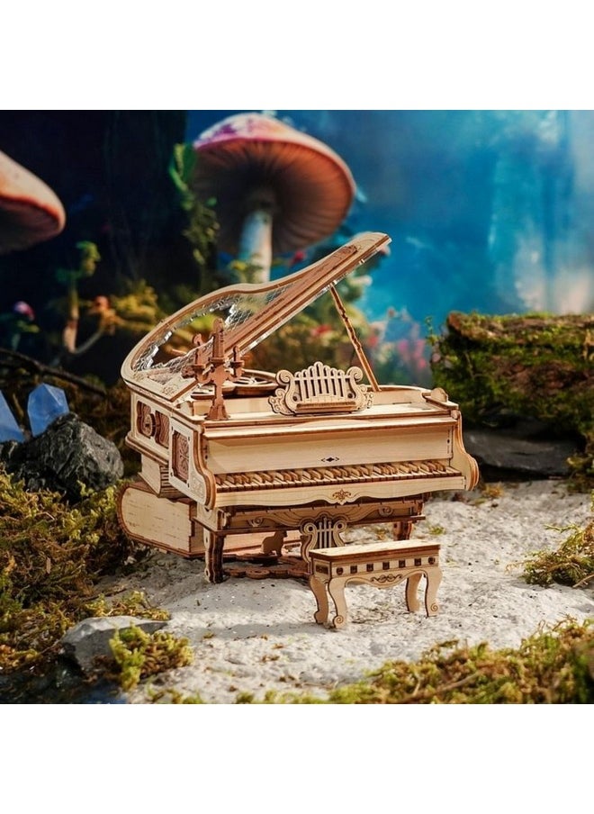 Amk81 Magic Piano 3D Puzzles For Adults-Mechanical 3D Puzzles Musical Instrument-Wooden Music Box Puzzle Kit To Build-Aesthetic Desk Decor Unique Gift For Men/Women
