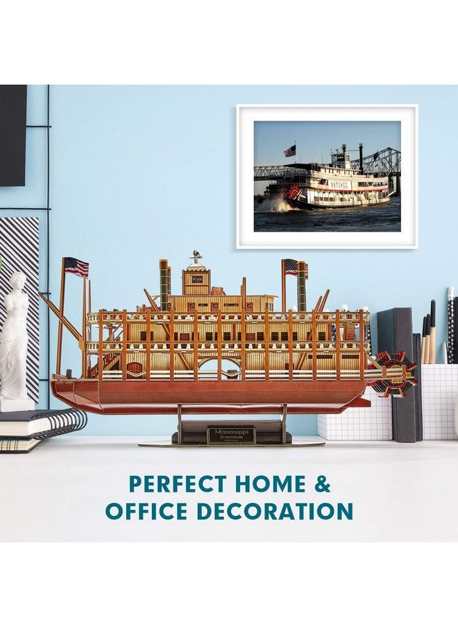 3D Puzzle Mississippi Steamboat Model Kit Gift For Kids And Adults, 142 Pieces