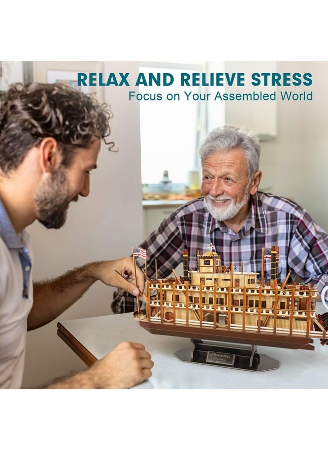 3D Puzzle Mississippi Steamboat Model Kit Gift For Kids And Adults, 142 Pieces