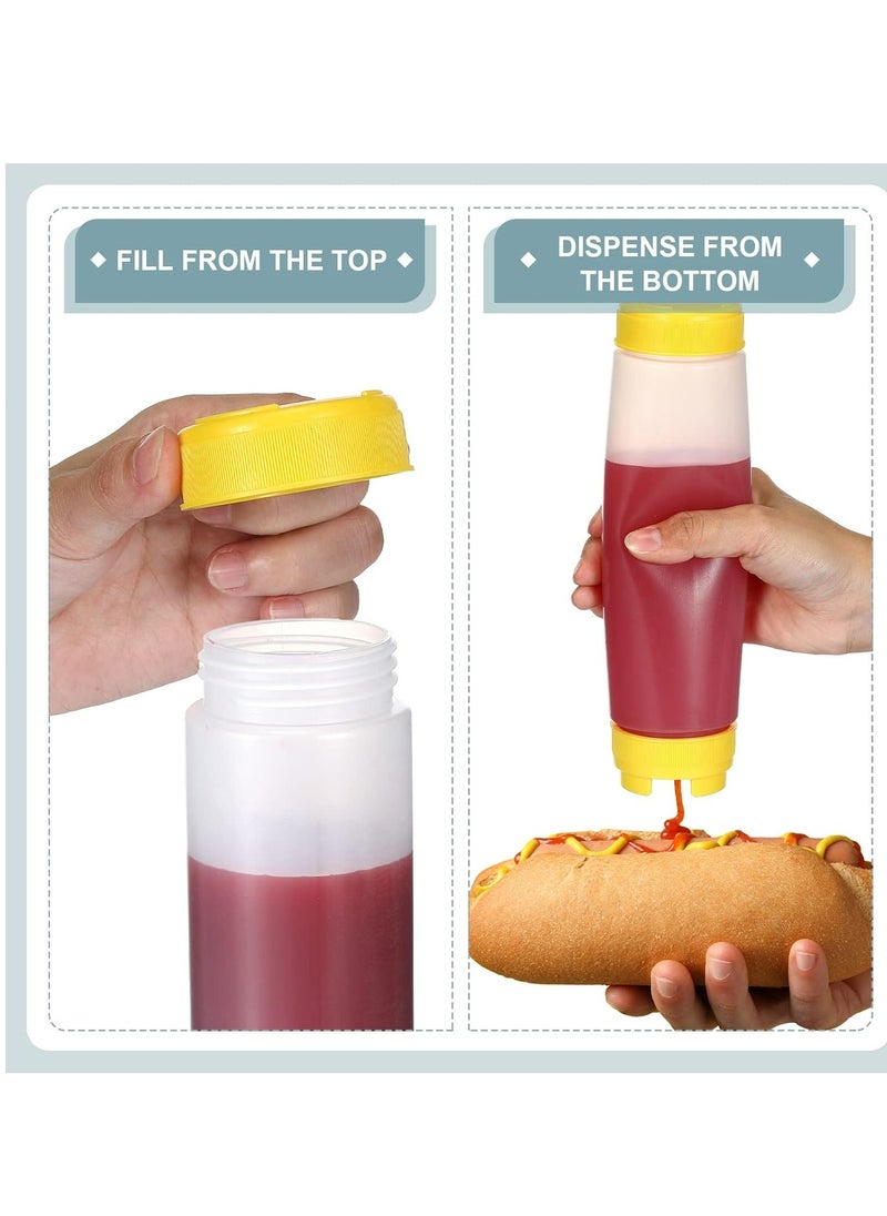 3 Pcs 16 oz Inverted Plastic Squeeze Bottles, Condiment Squeeze Bottle for Restaurants (Yellow)