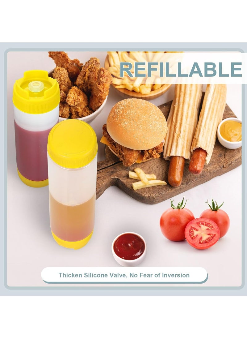 3 Pcs 16 oz Inverted Plastic Squeeze Bottles, Condiment Squeeze Bottle for Restaurants (Yellow)