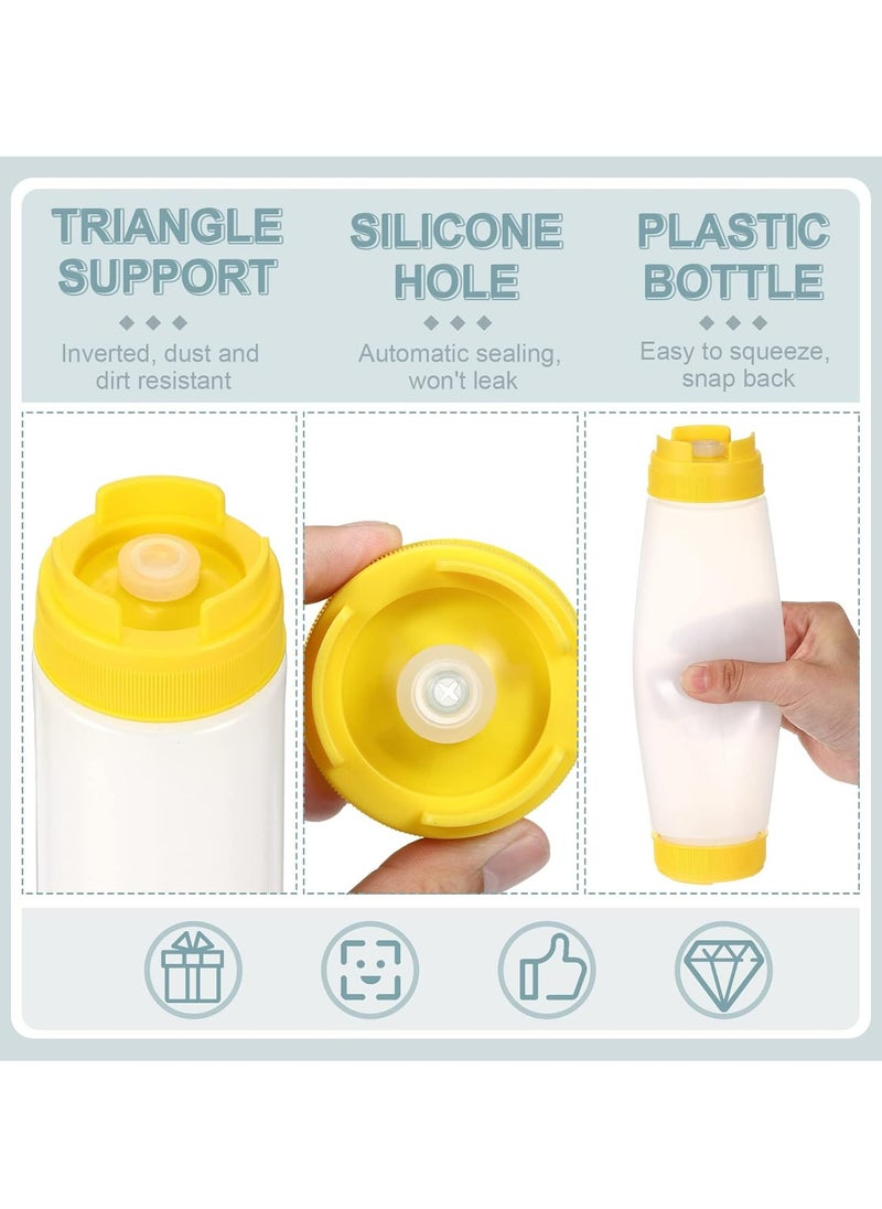 3 Pcs 16 oz Inverted Plastic Squeeze Bottles, Condiment Squeeze Bottle for Restaurants (Yellow)