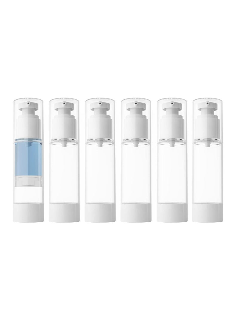 6-Pack 2.7 Oz (80ml) Clear Airless Pump Bottles, Travel Size Refillable Containers for Shampoo.