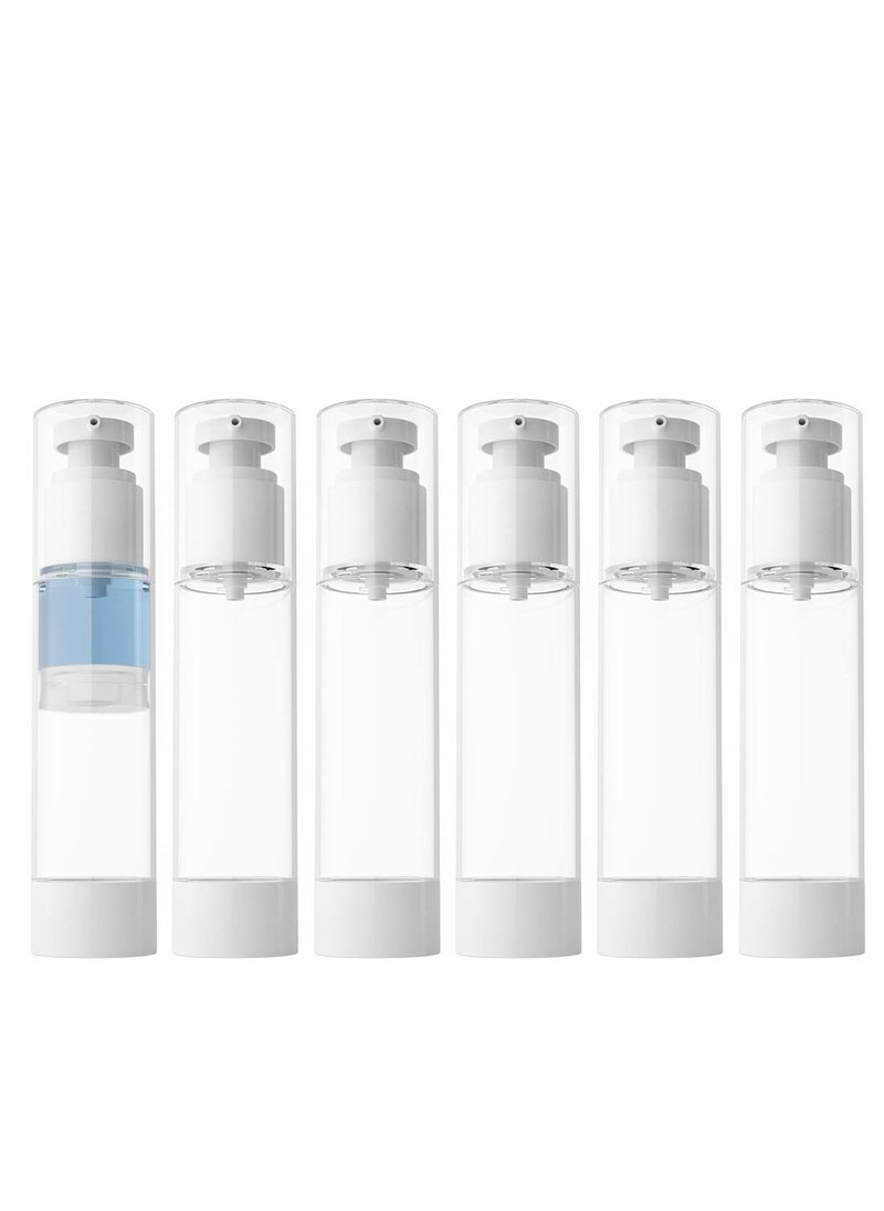 6-Pack 3.4 Oz (100ml) Clear Airless Pump Bottles, Travel Size Refillable Containers for Shampoo.