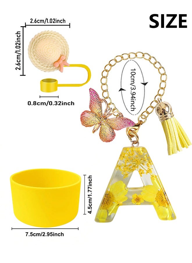 Cup Accessories for 30oz 40oz,  Decorations for Cup, Including 2Silicone Straw Cover Cap and Boot, Handle Charm(4PCS)