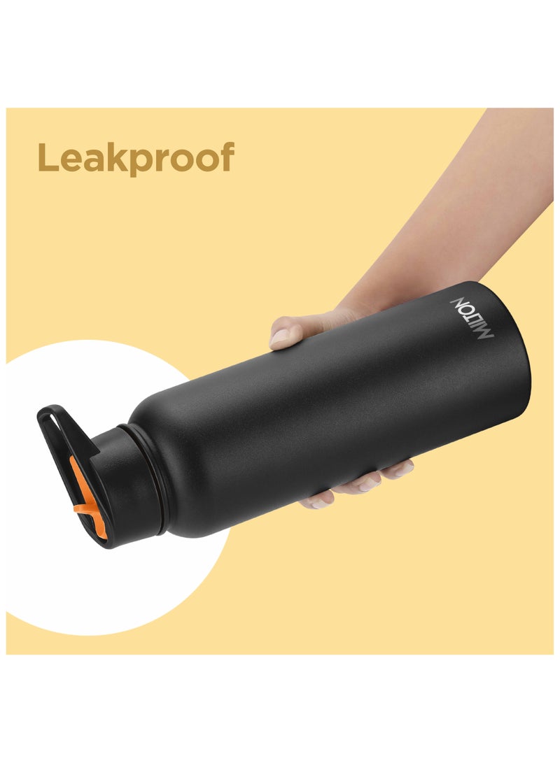 1180ml Vacuum Insulated Water Bottle with 4 Lids, Keeps Drinks 12 Hrs Hot & 24 Hrs Cold, 18/8 Stainless Steel, Double-Walled Flask with Inner Copper Coating for Sports, Gym - Flassio