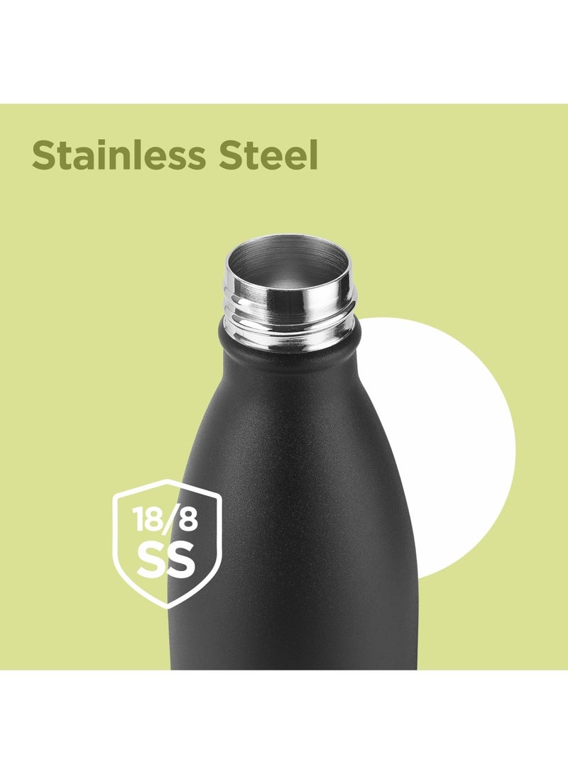 750ml Vacuum Insulated Water Bottle with Straw Lid - 2 lids included, Keeps Drinks Hot & Cold, 18/8 Stainless Steel, Double-Walled Flask with Inner Copper Coating - Sports, Gym - Larvik