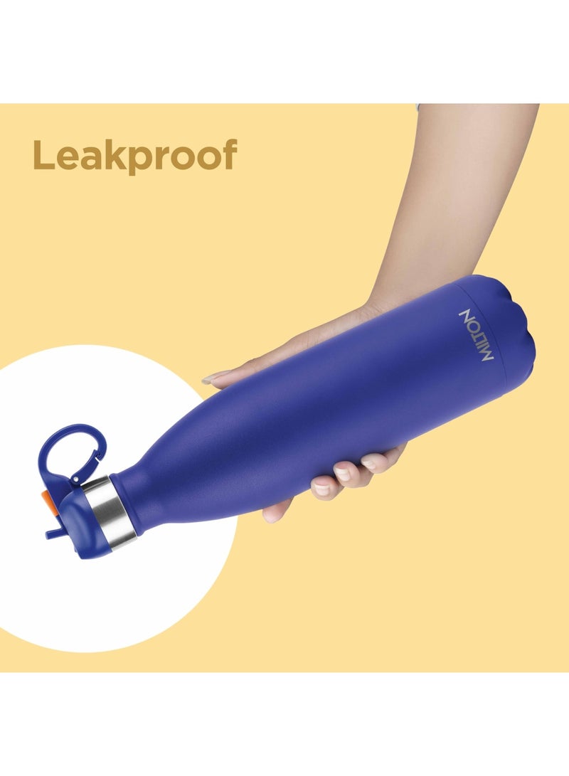 750ml Vacuum Insulated Water Bottle with Straw Lid - 2 lids included, Keeps Drinks Hot & Cold, 18/8 Stainless Steel, Double-Walled Flask with Inner Copper Coating - Sports, Gym - Larvik