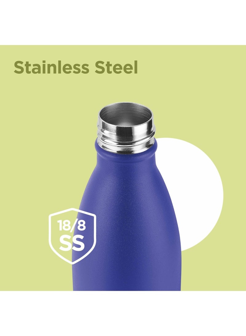 750ml Vacuum Insulated Water Bottle with Straw Lid - 2 lids included, Keeps Drinks Hot & Cold, 18/8 Stainless Steel, Double-Walled Flask with Inner Copper Coating - Sports, Gym - Larvik