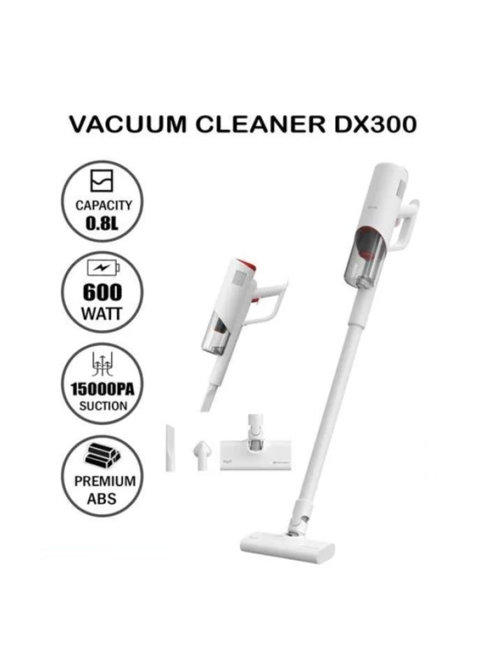 Convenient Handheld Vacuum Cleaner 600W Household Strength Dust Collector Home Aspirator with 3-Fold Deep Filtration and Purification 15000Pa 600 W DX300 White