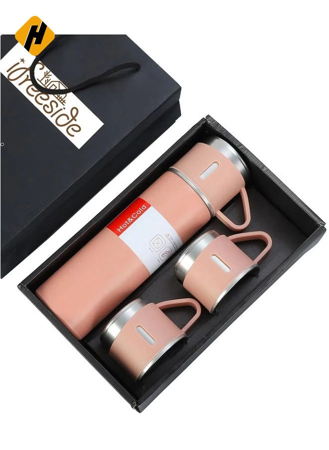 stainless steel thermos flask set gift box commercial gift vacuum insulated bottle hot drink water bottle cold drink water bottle（pink）