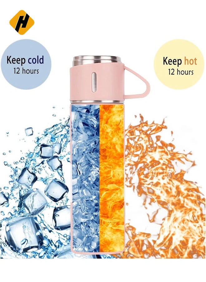 stainless steel thermos flask set gift box commercial gift vacuum insulated bottle hot drink water bottle cold drink water bottle（pink）