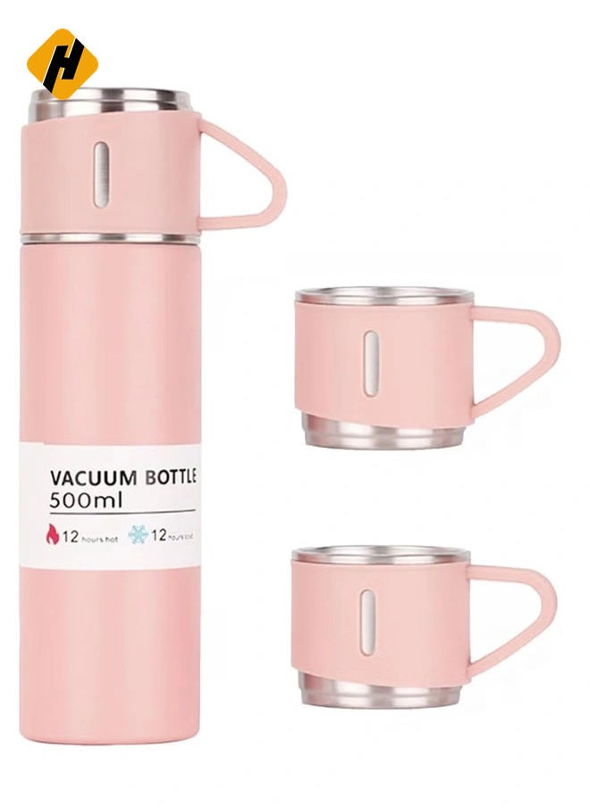 stainless steel thermos flask set gift box commercial gift vacuum insulated bottle hot drink water bottle cold drink water bottle（pink）