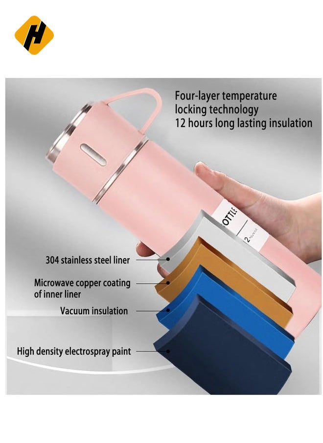 stainless steel thermos flask set gift box commercial gift vacuum insulated bottle hot drink water bottle cold drink water bottle（pink）