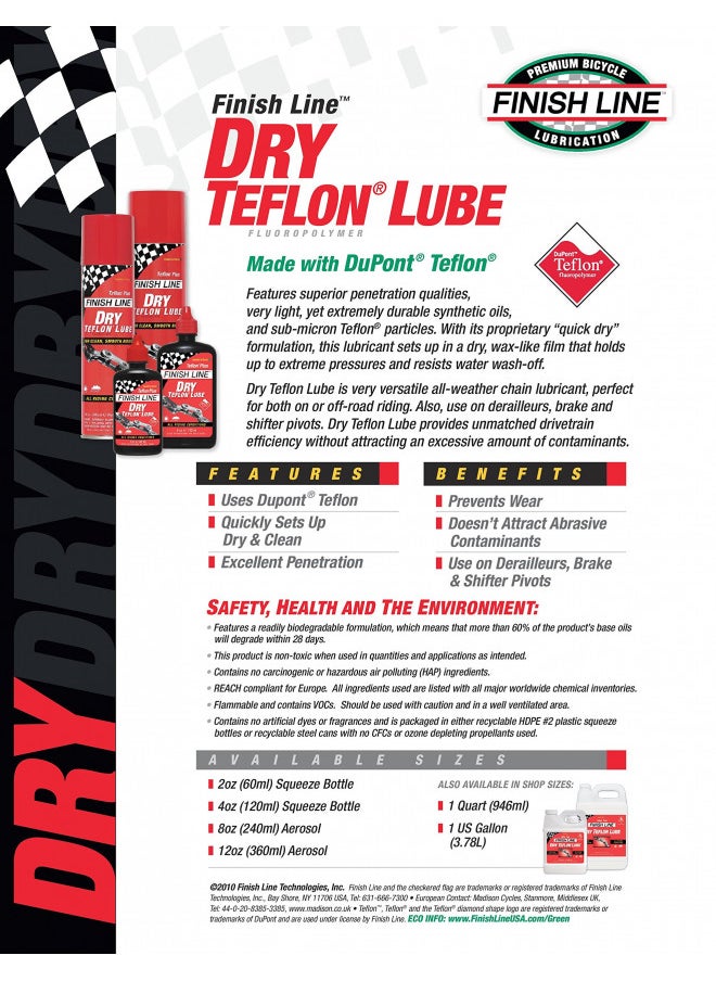 Dry Bike Lubricant With Teflon Squeeze Bottle