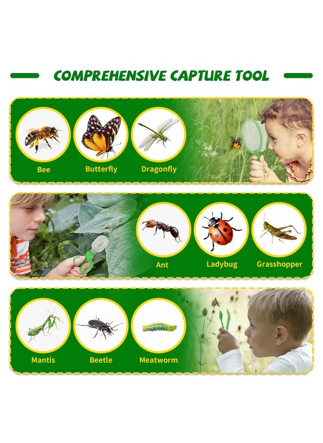 Bug Catcher Kit For Kids - 2 Sets, Bug Catching Kit Includes Butterfly Net, Tweezers, Insect Clamp, Magnifying Glass & Learning Cards, Outdoor Toys For Children Ages 3-8 (Special Edition)