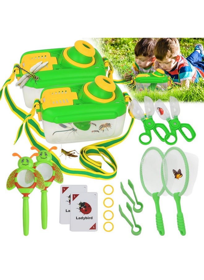 Bug Catcher Kit For Kids - 2 Sets, Bug Catching Kit Includes Butterfly Net, Tweezers, Insect Clamp, Magnifying Glass & Learning Cards, Outdoor Toys For Children Ages 3-8 (Special Edition)