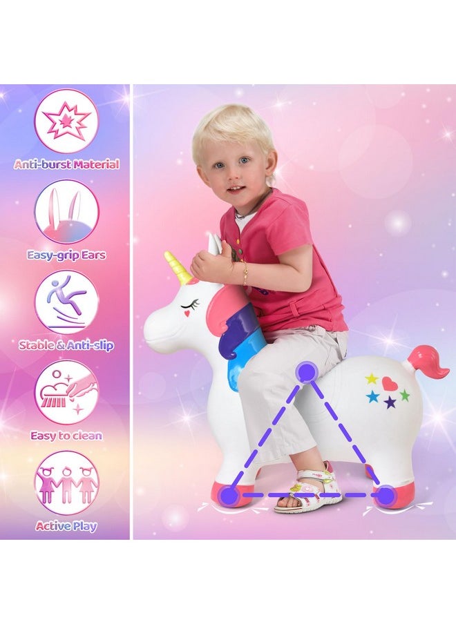 Bouncy Horse Unicorn Toys - Inflatable Unicorn Toys For Girls, Bouncy Pals For Toddlers 3-6 - Animal Bouncer For Outdoor Toddler Toys